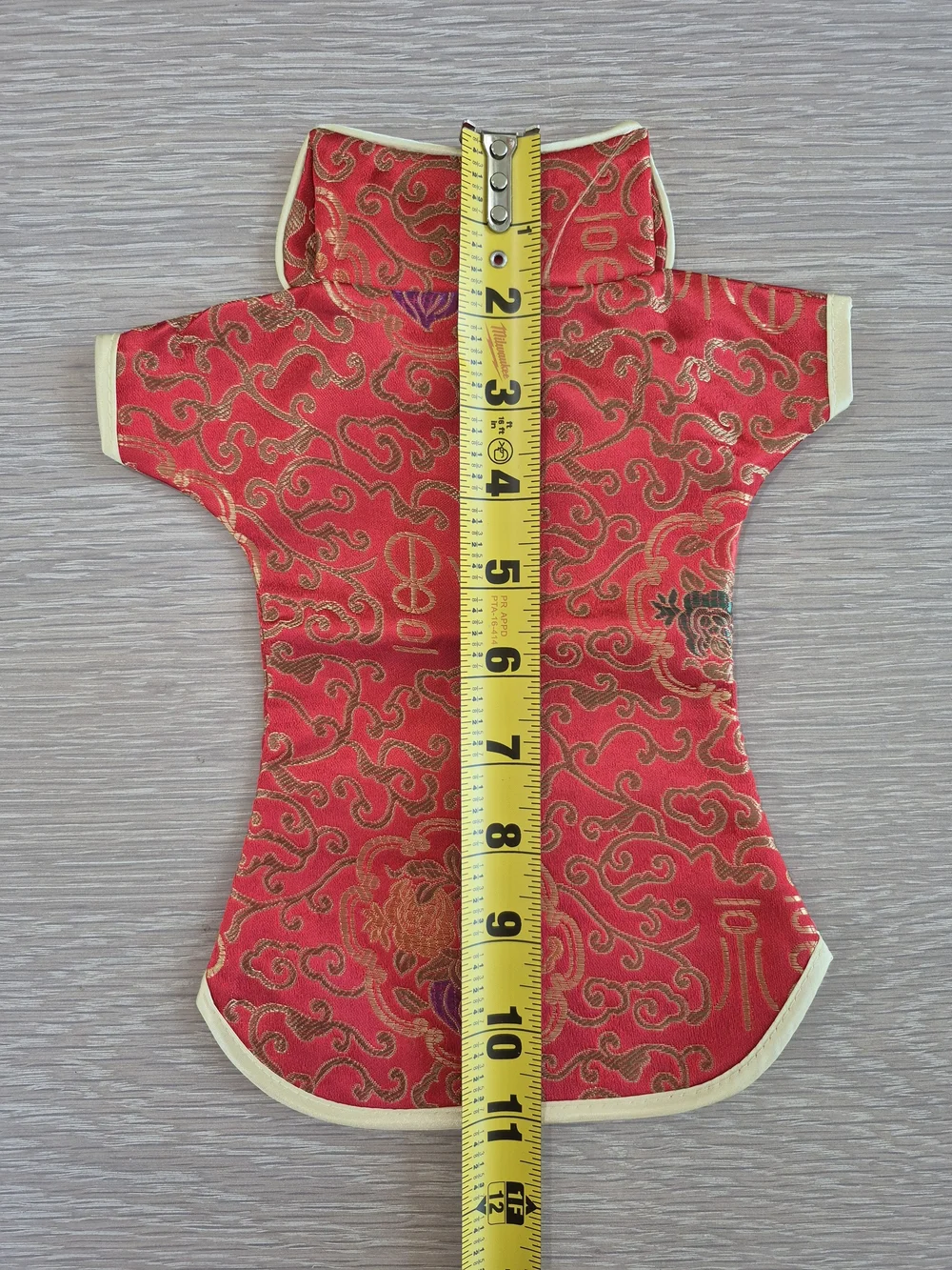 Doll Dress Red Brocade Chinese Style Dress with Gold Trim